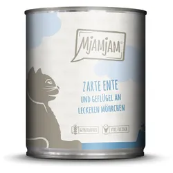 MJAMJAM Leckere Mahlzeit 800g Dose Katzennassfutter Sparpaket 12 x 800 Gramm zarte Ente & Geflügel an leckeren Möhrchen
