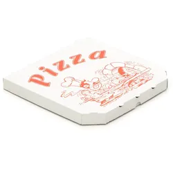 KK Verpackungen 300 Pizzakartons 325 x 325 x 30 mm Pizzaschachteln Motiv Verpackungen weiß