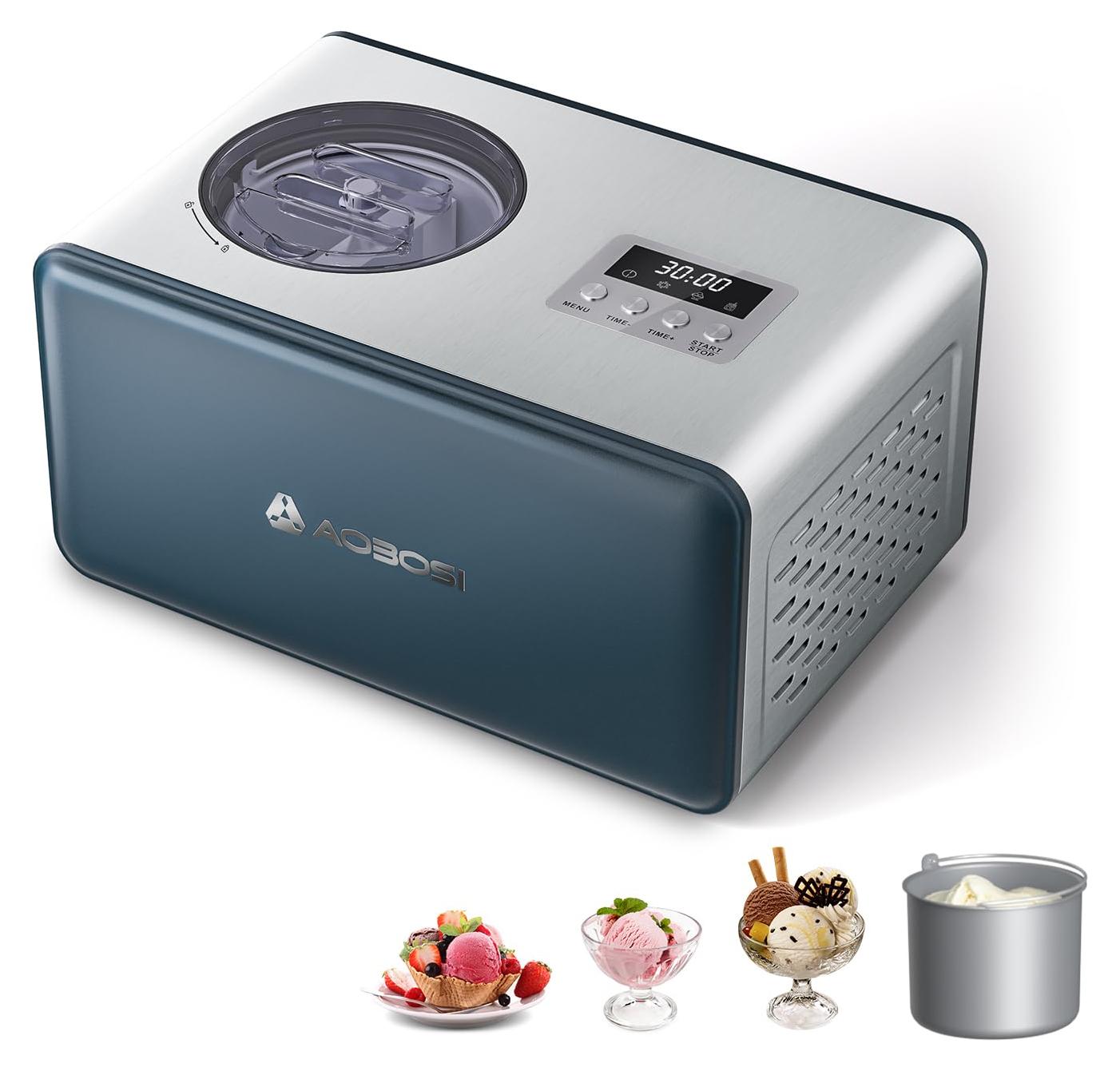 Eismaschine - 2 Liter - Edelstahl - Für Eis, Sorbet und Joghurt