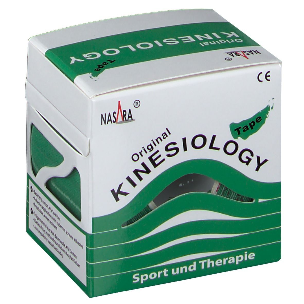 Nasara Kinesiologie Tape 5 cmx5 m grün 1 St Verband