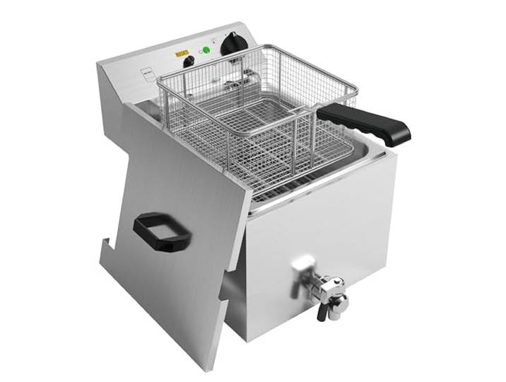 METRO Professional Elektrische Fritteuse GDF1010, Edelstahl, 10 Liter, 8.1 kW, schnelle Erhitzung, mit Deckel, Sicherheitsthermostat, Kaltzone
