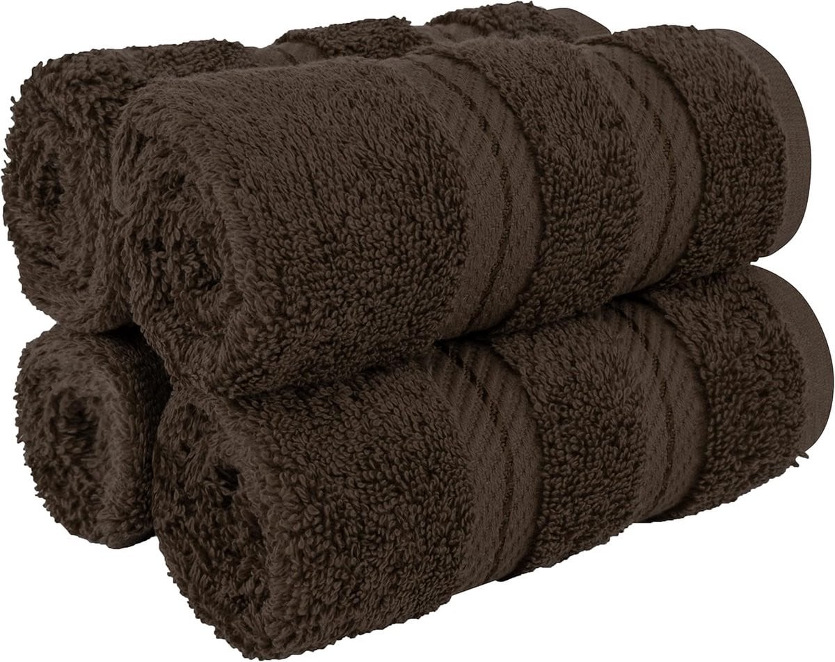Luxe Turkse Katoenen Washandjes Set - 4 stuks - Donkergrijs