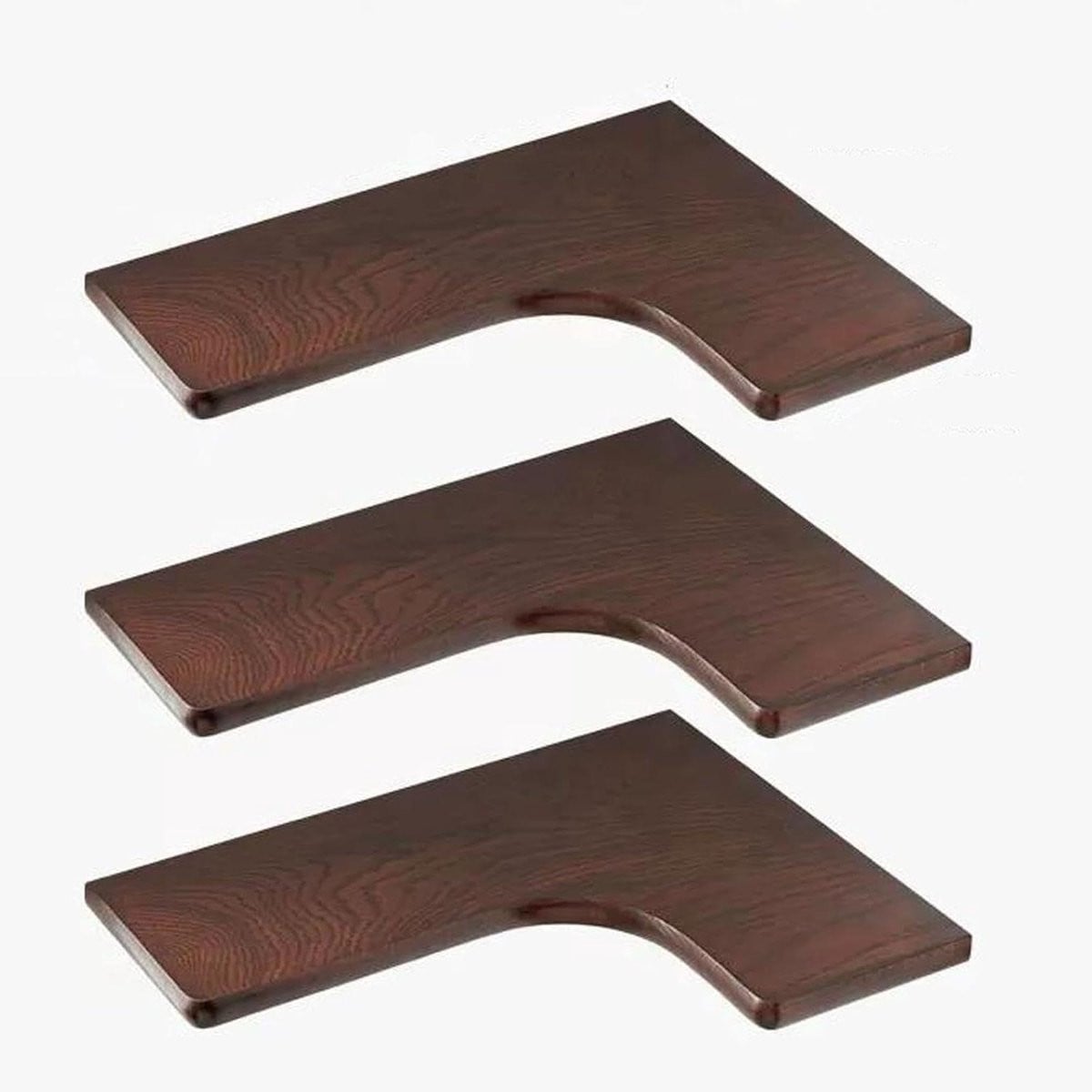 Set van 3 Zwevende Planken Wandrek van Massief Hout in Walnoot