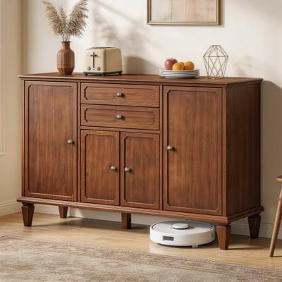 Cusp Barn "47"" Sideboard Buffet Cabinet with 4 Doors and 2 Drawers, Vintage Wooden Credenza with Adjustable Shelves for Living Room"