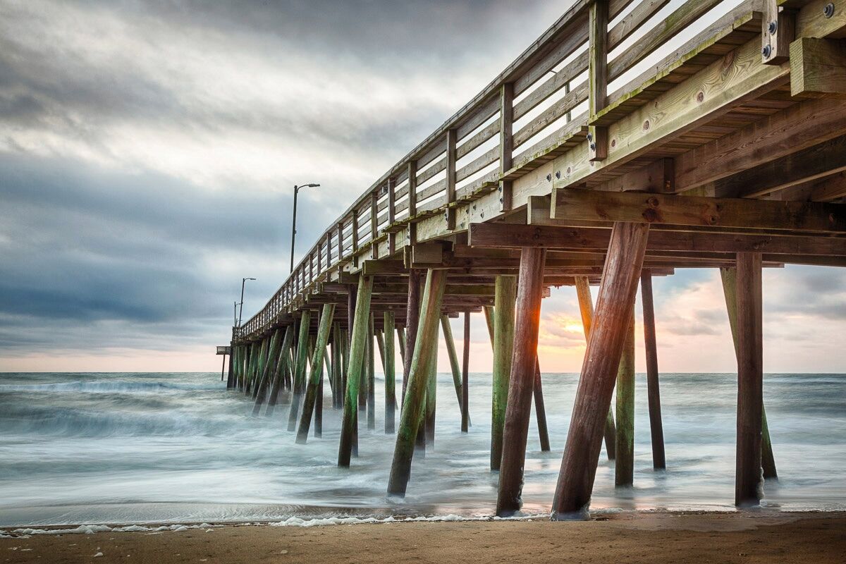 Fototapete PAPERMOON "Virginia Beach Pier", bunt, B:1,5m L:1,11m, Vlies, Tapeten, Fototapete bunt B/L: 1,5m x 1,11m, Bahnen: 7 Stk.