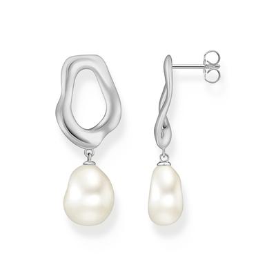 Paar Ohrstecker THOMAS SABO "Natural Beauty Ohrringe mit Perlen Bold Elegance", bunt (silberfarben, weiß), Ohrringe, Damen, Perlen Silber 925 (recycelt), Perlen, Silber 925 (recycelt), mit Süßwasserzuchtperle