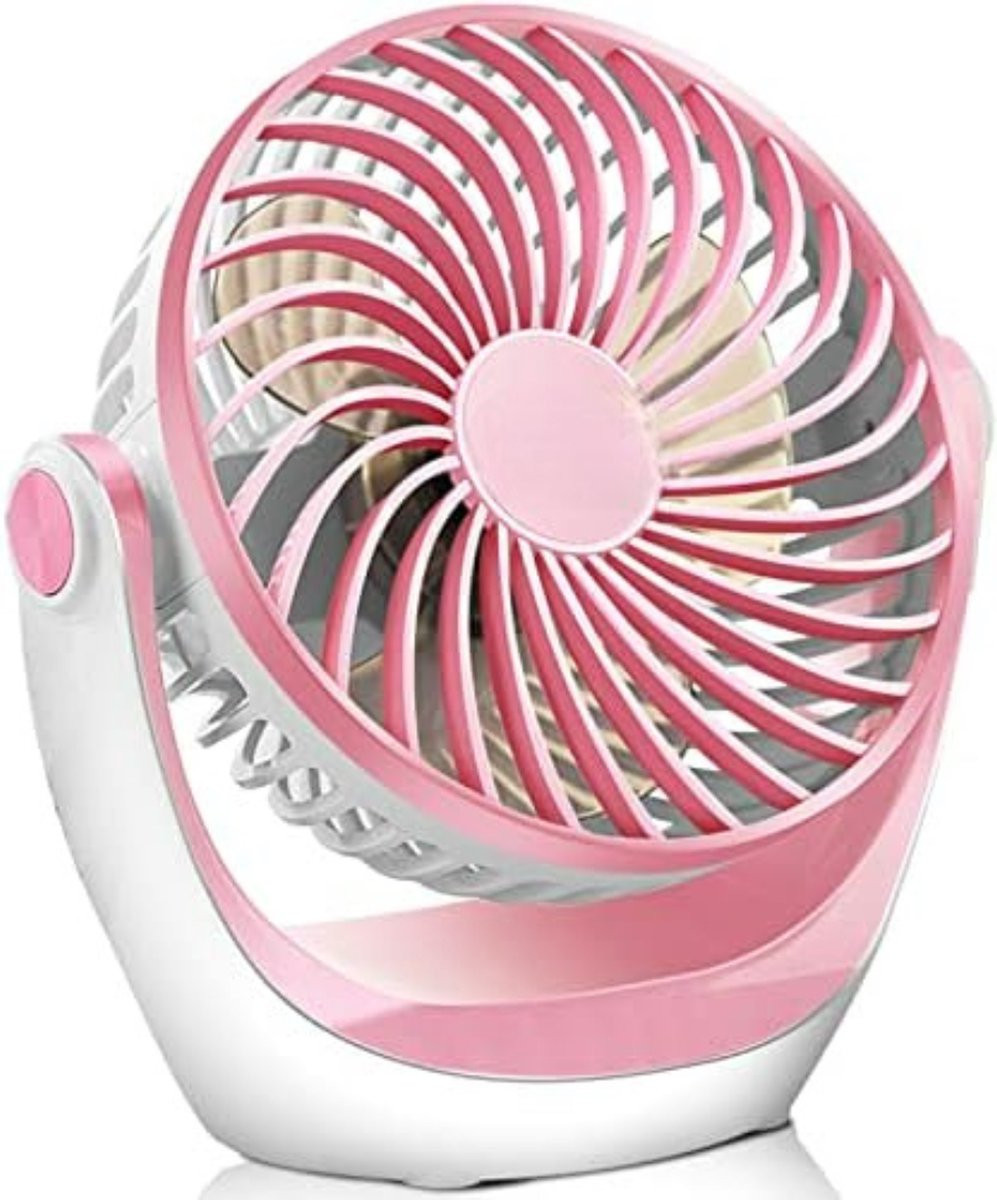 Mini oplaadbare vloerventilator in het roze