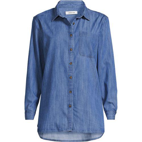 Jeansbluse aus Lyocell-Mix in Plus-Größe, Damen, size: plus, Blau, by Lands' End
