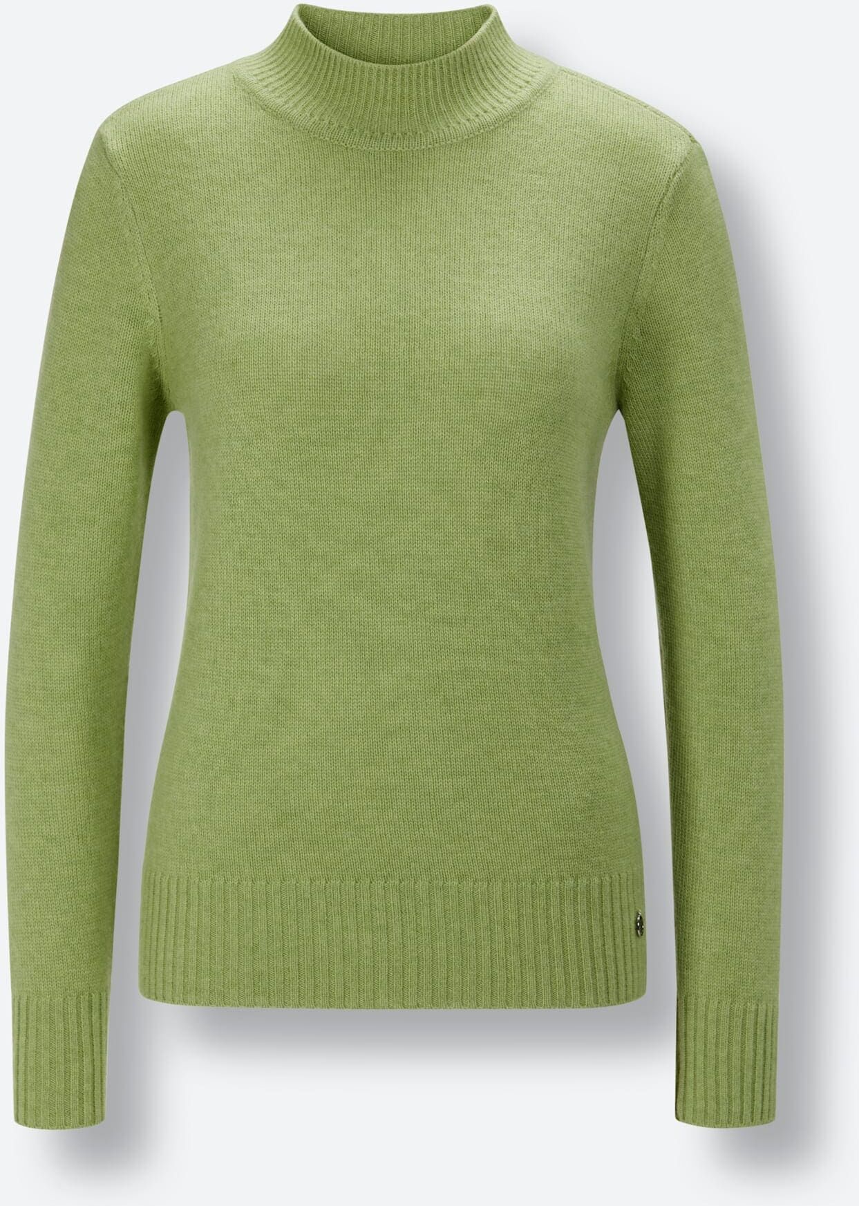 Wollpullover CREATION L PREMIUM "Merino-Kaschmir-Pullover", Damen, Gr. 46, grün (kiwi, meliert), 80% Schurwolle, 20% Kaschmir, meliert, unifarben, Pullover Wollpullover kiwi, meliert 46