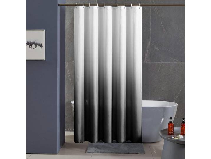 Duschvorhang 180 x 180 cm Ombré Schwarz/Weiß, Mehrfarbig, 180x180 cm, Heimtextilien, Badtextilien, Duschvorhänge