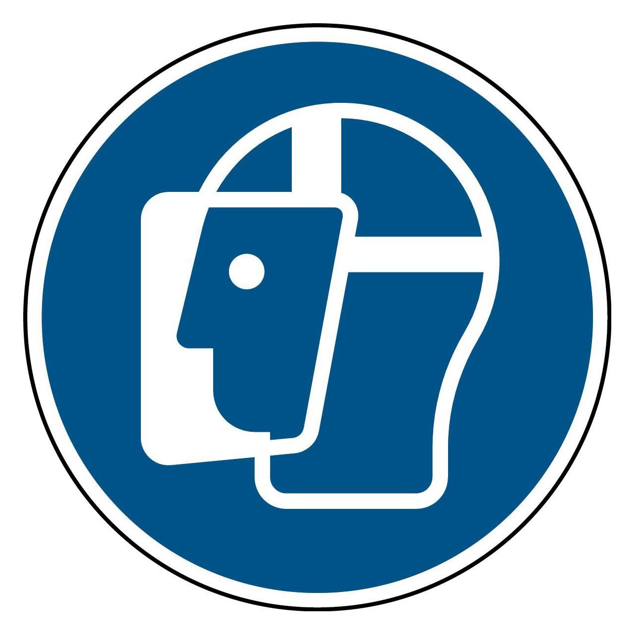 Brady B-7667, ISO 7010 Bodensicherheitsschild - Gesichtsschutz benutzen (M013), Laminierter Anti-R (M/M013/NT/FLO-DIA500-1)