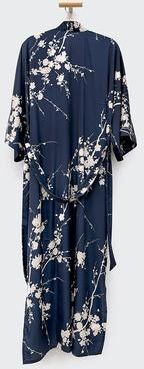 EMI Long Floral Kimono Robe - Charmeuse   KIM + ONO - midnight / one size