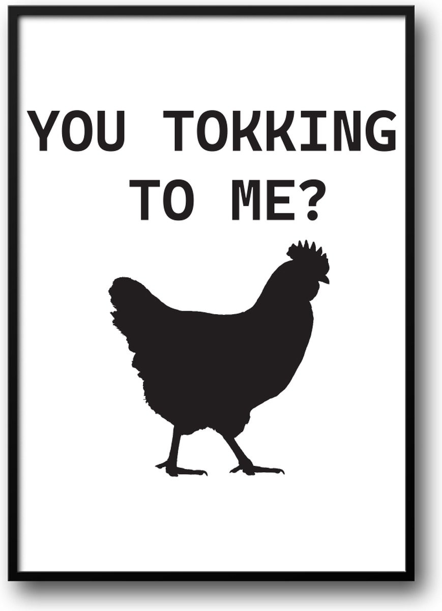 Grappige fotolijst met glas You tokking to me? Kip en haan ontwerp, 40 x 50 cm