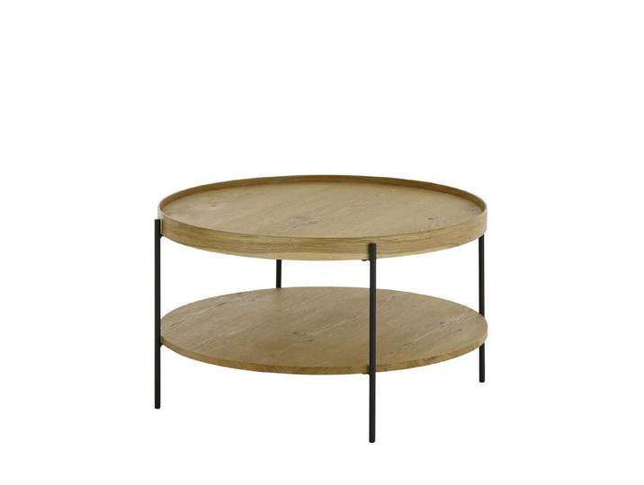 freiraum Couchtisch ARENAL, in Eiche furnier, Holzwerkstoff / Metall - 45x80cm (HxD)