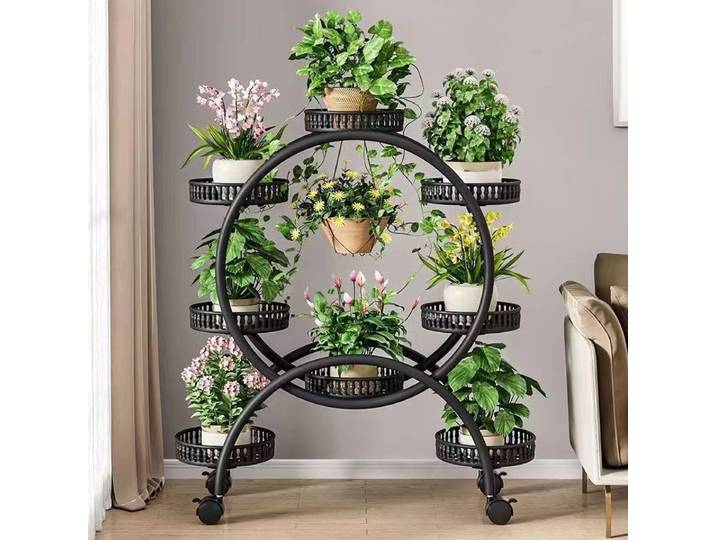 Support de fleurs support de pot de fleur salon du sol au plafond mobile avec roues support de pot de fleur de balcon d'aneth, ménage multicouche