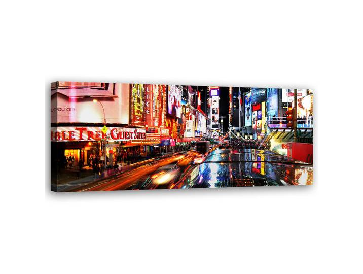 Feeby Wandbild lichter am times square, Mehrfarbig, Stadtarchitektur, Rechteckig, 90x30 cm, Bilder & Rahmen, Bilder, Leinwandbilder