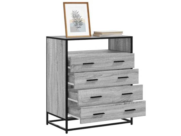 LPERTGFHU Schubladenschrank Kommode Grau Sonoma, 70x41x83.5 cm Metall Vielseitige Aufbewahrung, Industrielles Design, Stabile Oberplatte