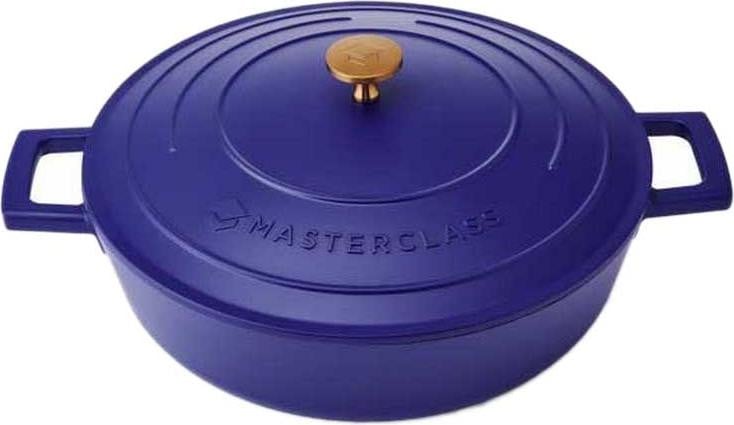 MasterClass Elektrische stoofpan, aluminium gietijzer, blauw, 28 cm, 4 liter