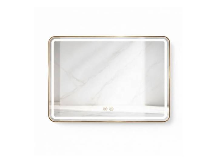 Miroir LED rectangulaire - OTITEC - 80x60 cm - Double éclairage LED - Or - Fonction anti-buée - IP44
