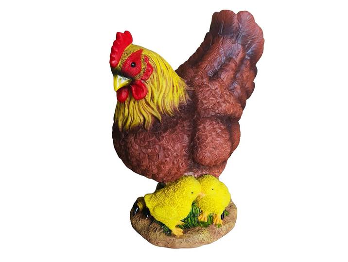Relaxdays Gartenfigur Bunt Huhn wetterfest, Mehrfarbig, Kunststoff, 9x24x22 cm, Dekoration, Dekofiguren & Skulpturen, Dekotiere