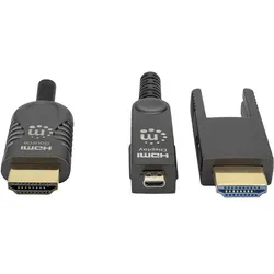 Manhattan Aktives optisches High Speed HDMI-Glasfaserkabel mit abnehmbarem Stecker (20 m), Videokabel, Schwarz