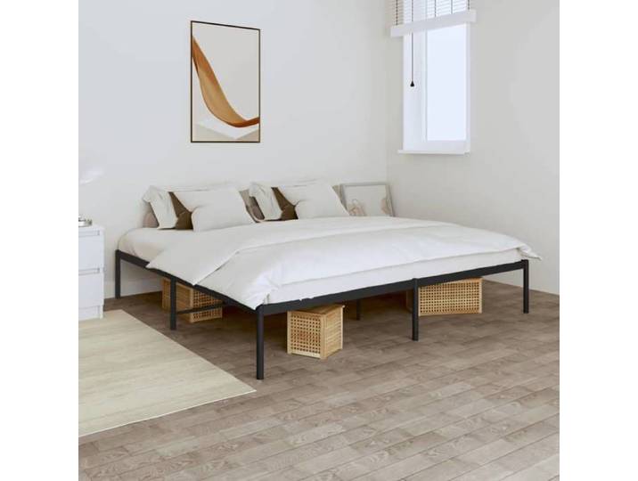 Lit Double Adulte Cadre de lit métal noir 180x200 cm JILL'S 92378