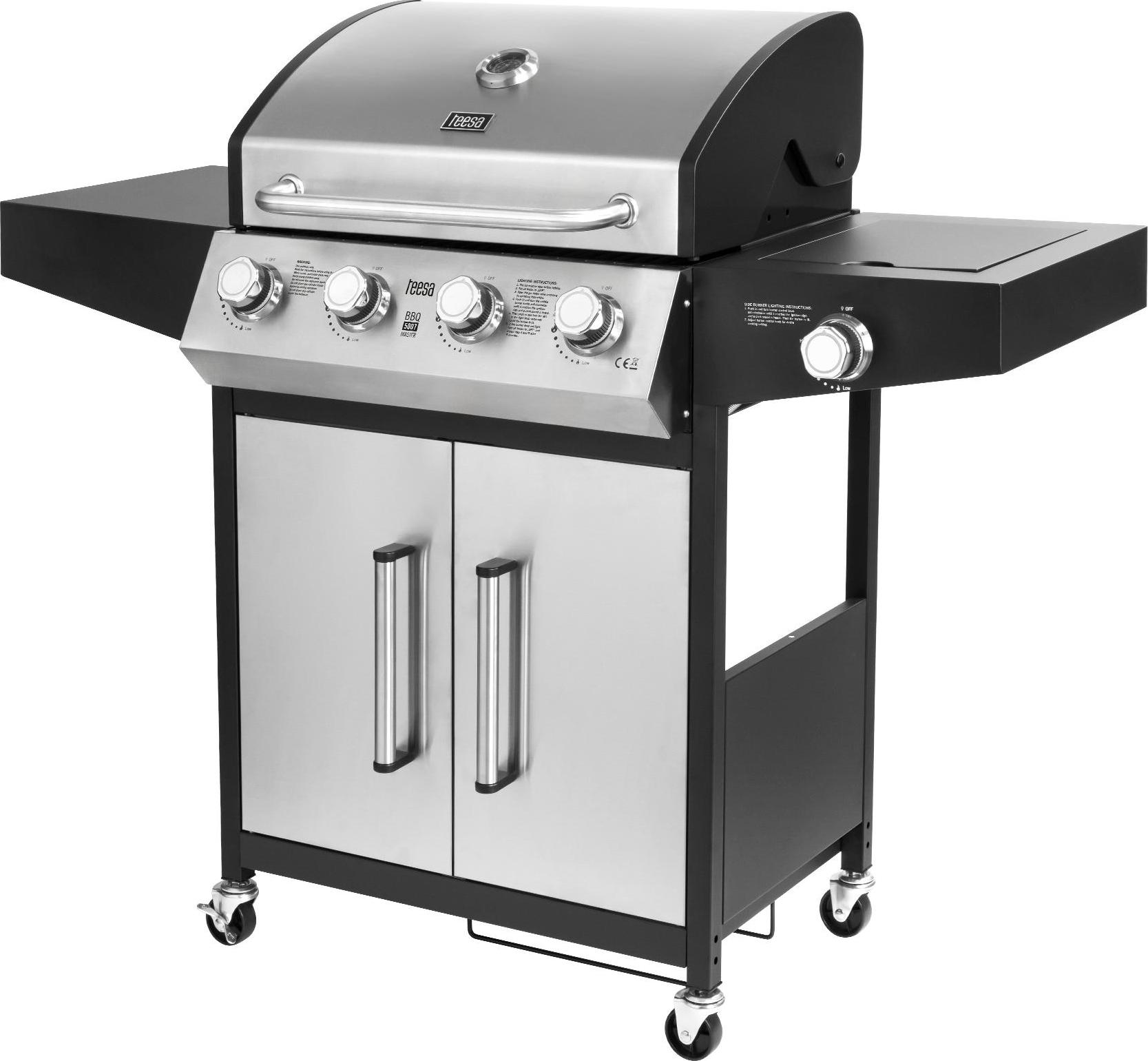 Teesa BBQ 5007 MASTER Garten-Gasgrill 5 Brenner 15kW Flaschenschrank