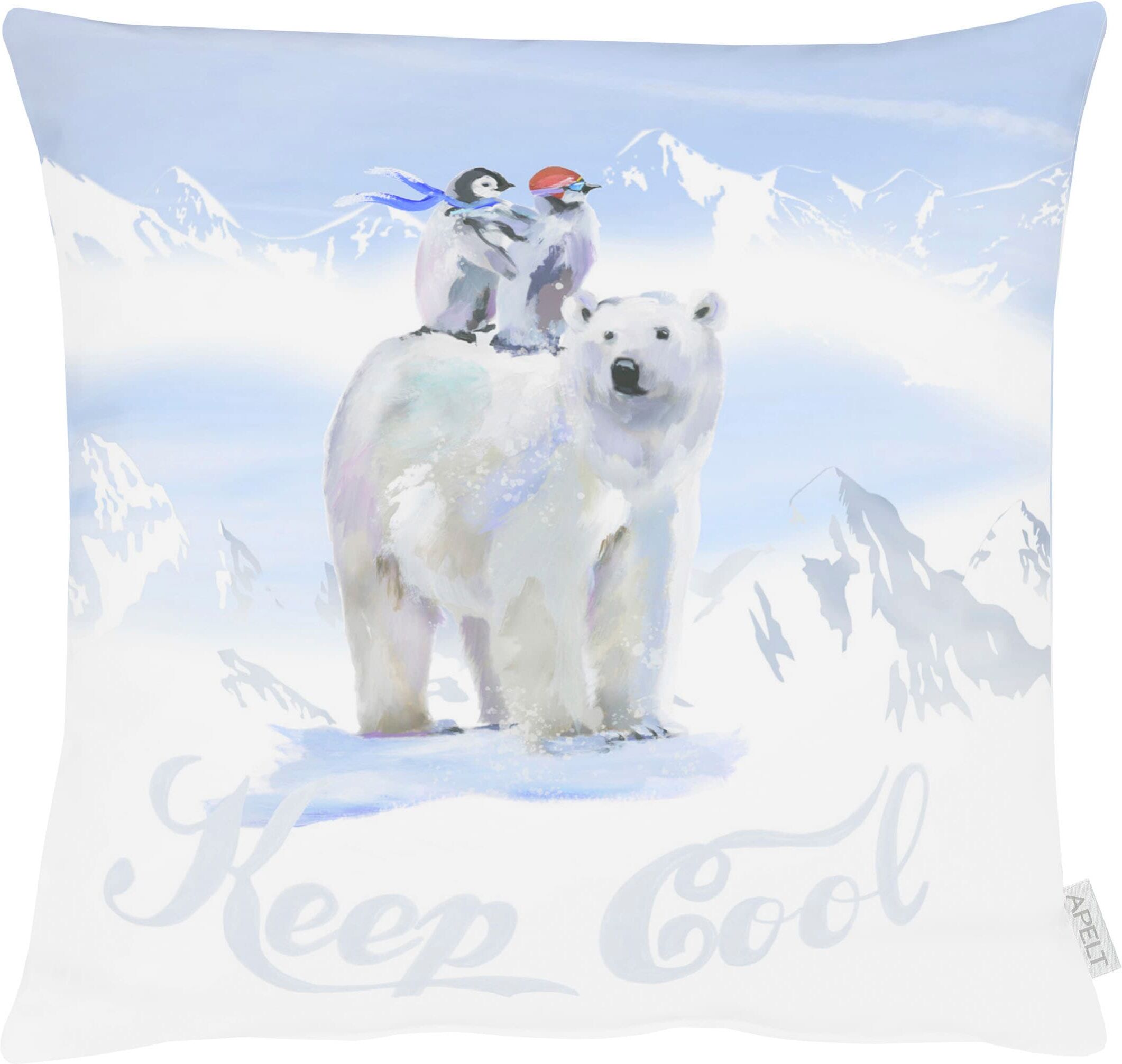 Dekokissen APELT "Felix", blau (hellblau, bedruckt), B:45cm L:45cm, Baumwolle, Polyester, Dekokissen_Sitzkissen_Kissenhüllen, Dekokissen hellblau, bedruckt B/L: 45cm x 45cm, 1 Stk.