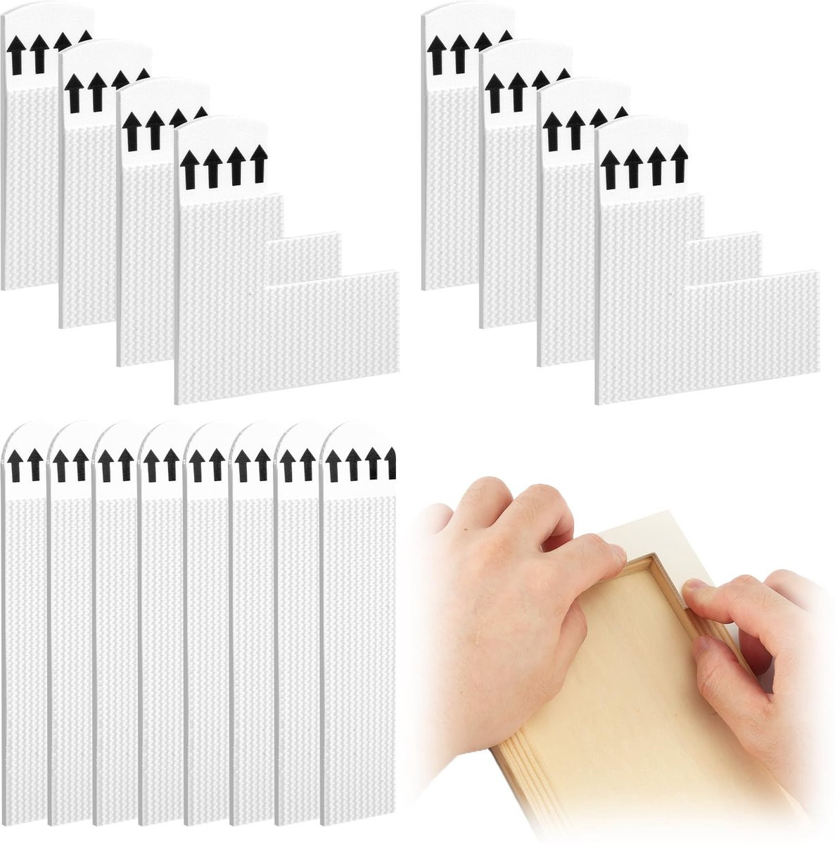 Set Zelfklevende Ophangstrips - 8 Paar Rechte & 8 Paar L-vormige - Voor Afbeeldingen, Posters en Schilderijen
