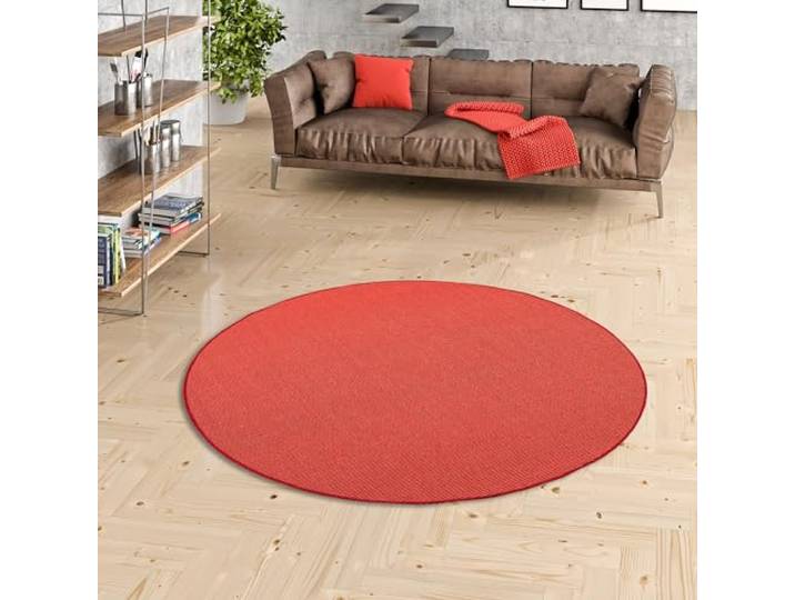 Snapstyle Sisal Natur Teppich Astra Rot Rund in 7 Größen
