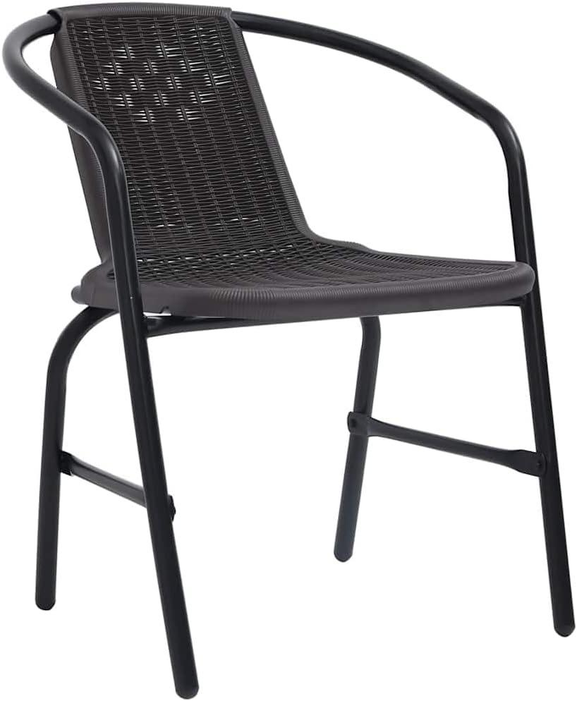 8er-Set Gartenstühle aus Kunststoff in Rattan-Optik mit Stahlrahmen, bis 110 kg belastbar und platzsparend stapelbar für Terrasse und Balkon