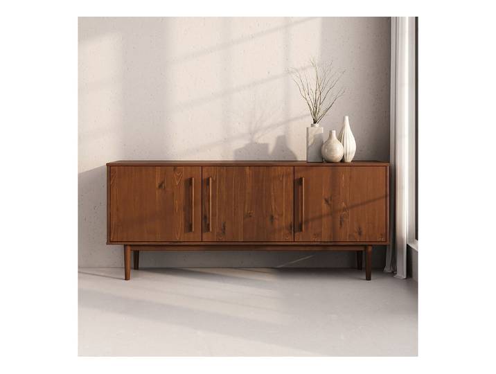 IDIMEX Sideboard TECCA, Anrichte mit 3 Türen, Massivholz im Mid-Century Design Kastanie farben