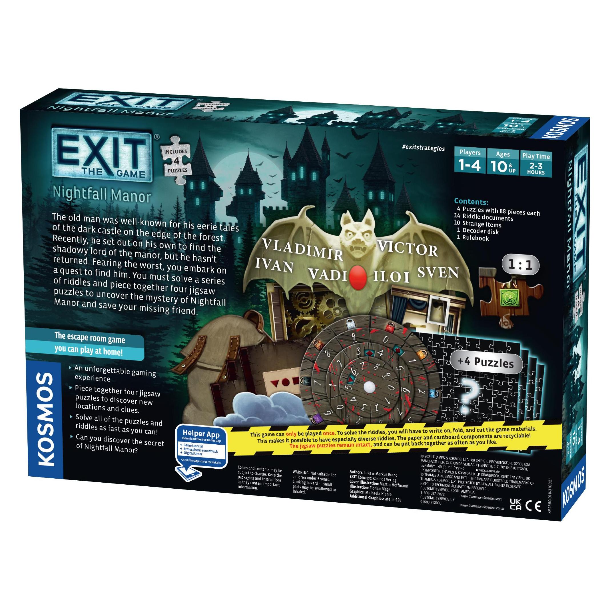 Thames & Kosmos EXIT + Puzzle - Nightfall Manor (EN) (KOS1662) (Englisch, 1 - 4 Spieler) (KOS1662)
