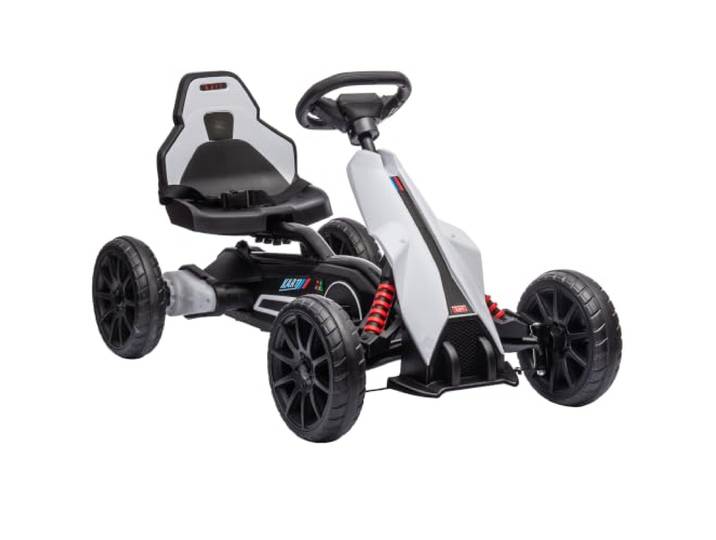 HOMCOM Kinder Elektro Gokart 12 V 3-5km/h Go Kart für 3-8 Jahre, Weiß