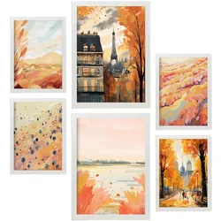 POSTER Set Mit 6 Pariser Außenbezüge In Damenplakat A3 & A4 Weißer Rahmen