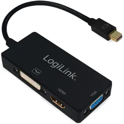 LogiLink 4K Mini DisplayPort (DVI, HDMI, VGA), Video Adapter, Schwarz