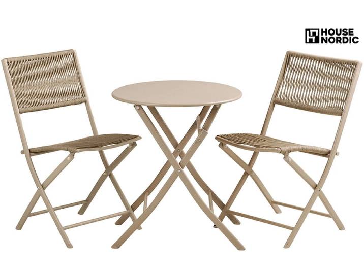 Set Gartentisch und Gartenstühle ARCAS Seil taupe