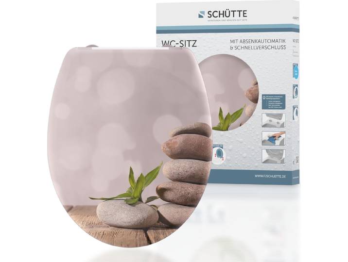 SCHÜTTE WC Sitz PYRAMID, Duroplast Toilettensitz mit Absenkautomatik und Schnellverschluss, Motivdruck