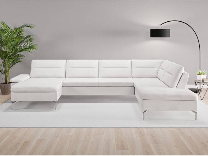 Wohnlandschaft Rio Nr. 1 links - Weiß (Cremeweiß) - Vintage Velours
