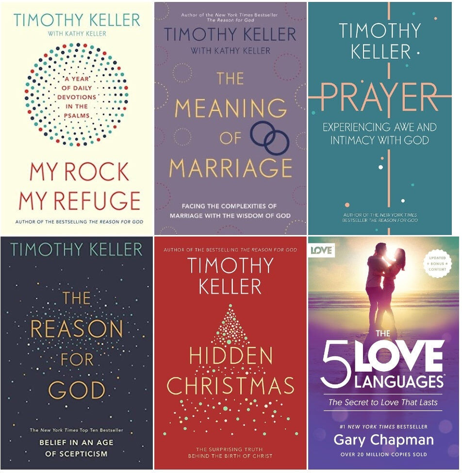 Hodder & Stoughton Timothy Keller & Gary Chapman 6 Book Collection Set – The Meaning of Marriage, The 5 Love Languages & Christian Inspiration Collection