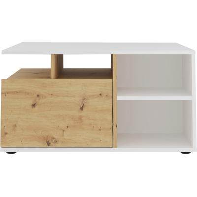 Couchtisch FMD "Twin", weiß (weiß perl, artisan eiche, weiß perl, weiß perl), B:78,5cm H:41,4cm T:67,5cm, Tische, Couchtisch