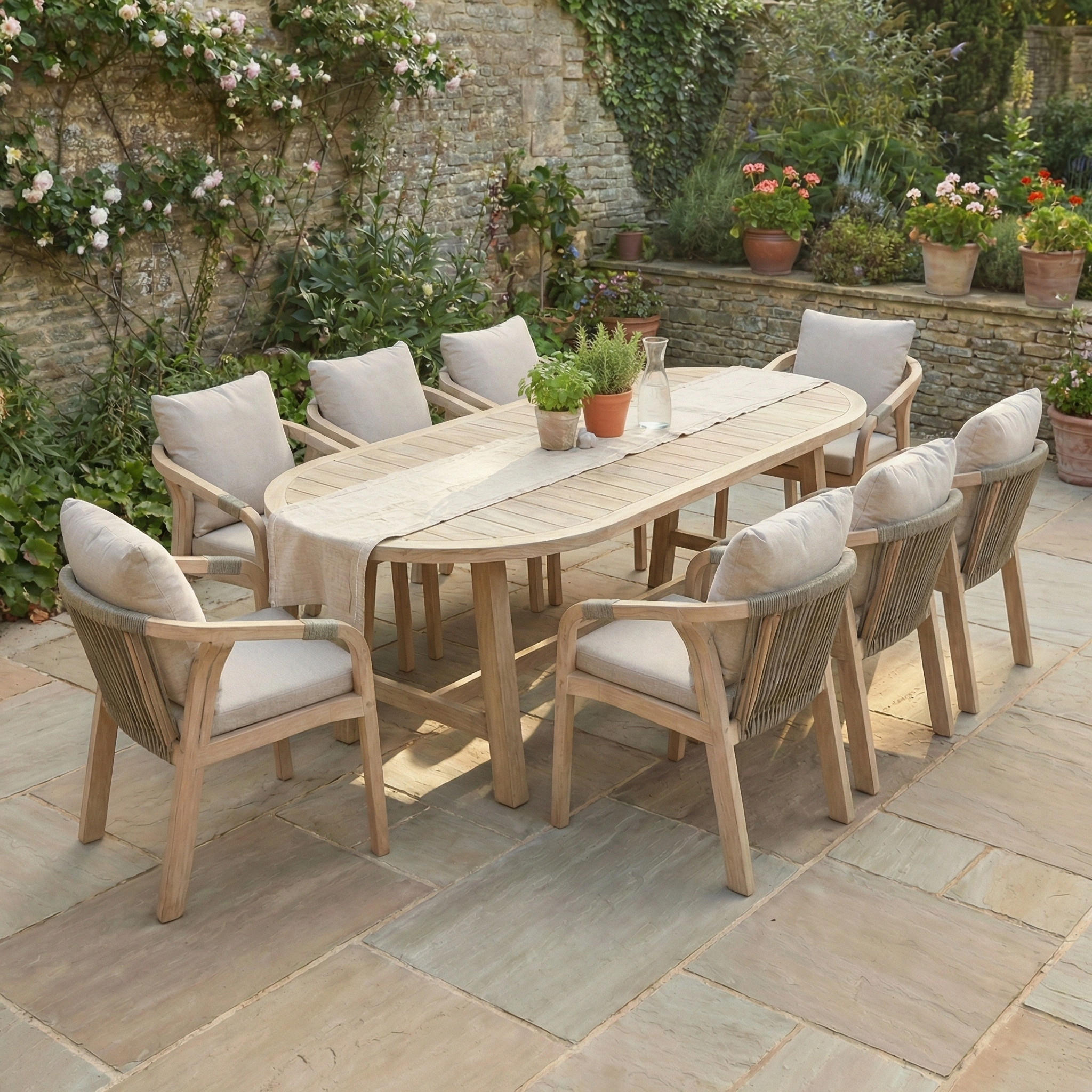 Harbour Lifestyle Quay 8 Seat Oval Dining Set in Mocha