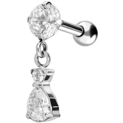 Titan Ohrpiercing KRISTALL + KRISTALLTROPFEN