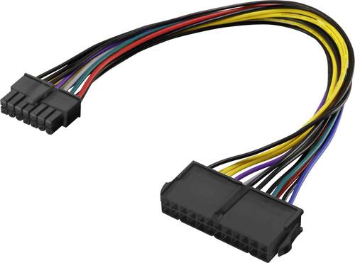 Renkforce Strom Anschlusskabel [1x ATX-Strom-Stecker 14pol. - 1x ATX-Strom-Buchse 24pol.] 0.25m Bunt