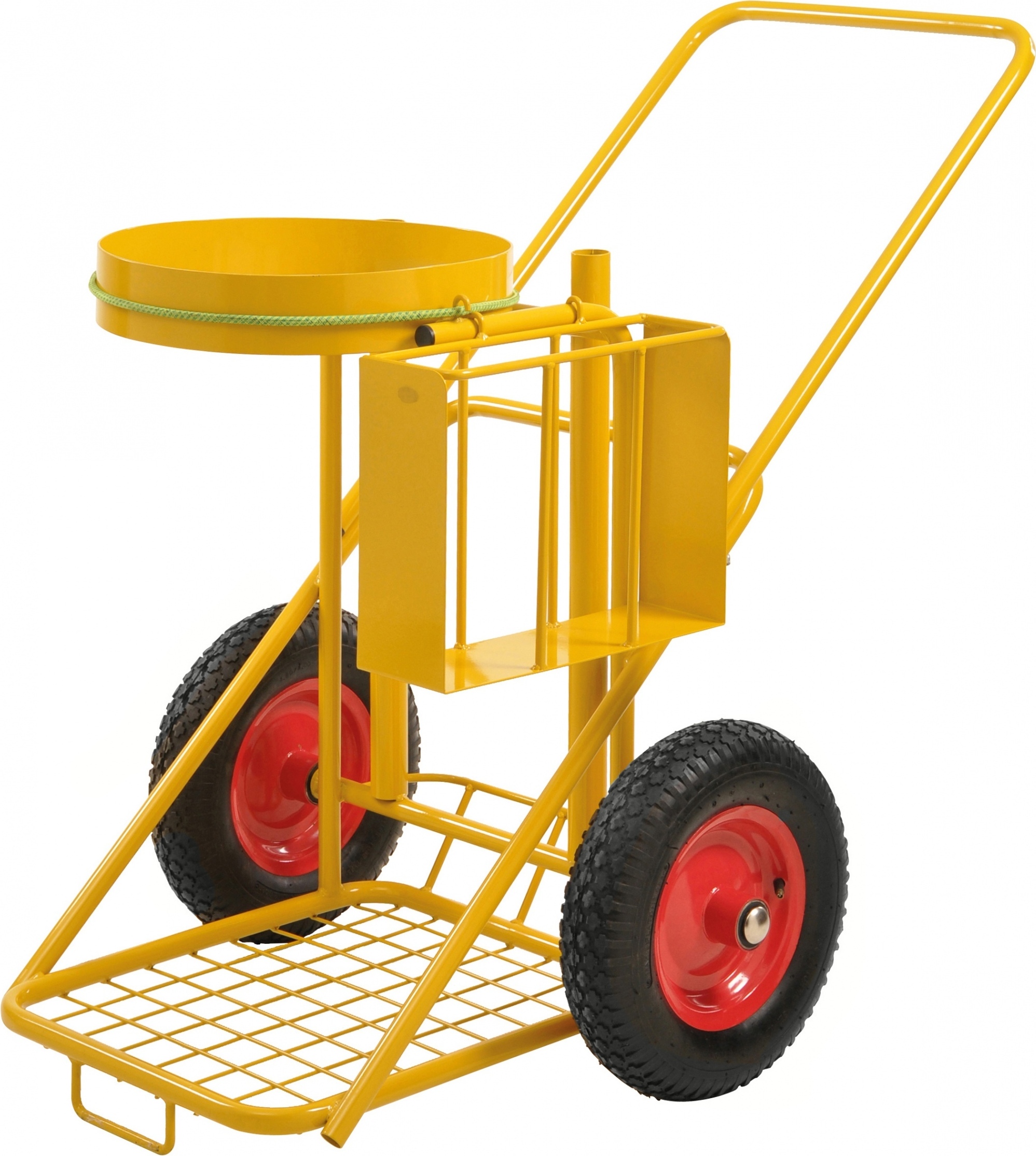 Kongamek Reinigungswagen in gelb 1200x820x1000 mit Luftbereifung Ø400mm