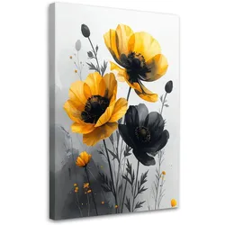 LEINWANDBILD, Gelb schwarze botanische Blumen