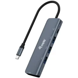equip Multifunctional Adapter (USB-C, 5 Ports), Dockingstation + USB Hub, Schwarz, Grau