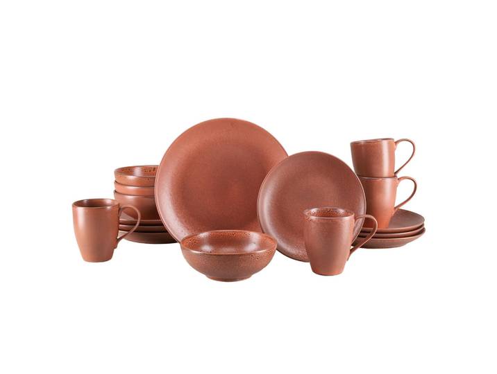 Creatable Kombiservice Sierra Nevada Fuego, Bordeaux, Keramik, 16-teilig, 300 ml,400 ml, stapelbar, Geschirr, Geschirrsets, Kombiservice