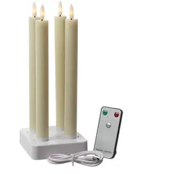 LED Stabkerzen LISA Tafelkerzen Dinnerkerzen wiederaufladbar creme 4St