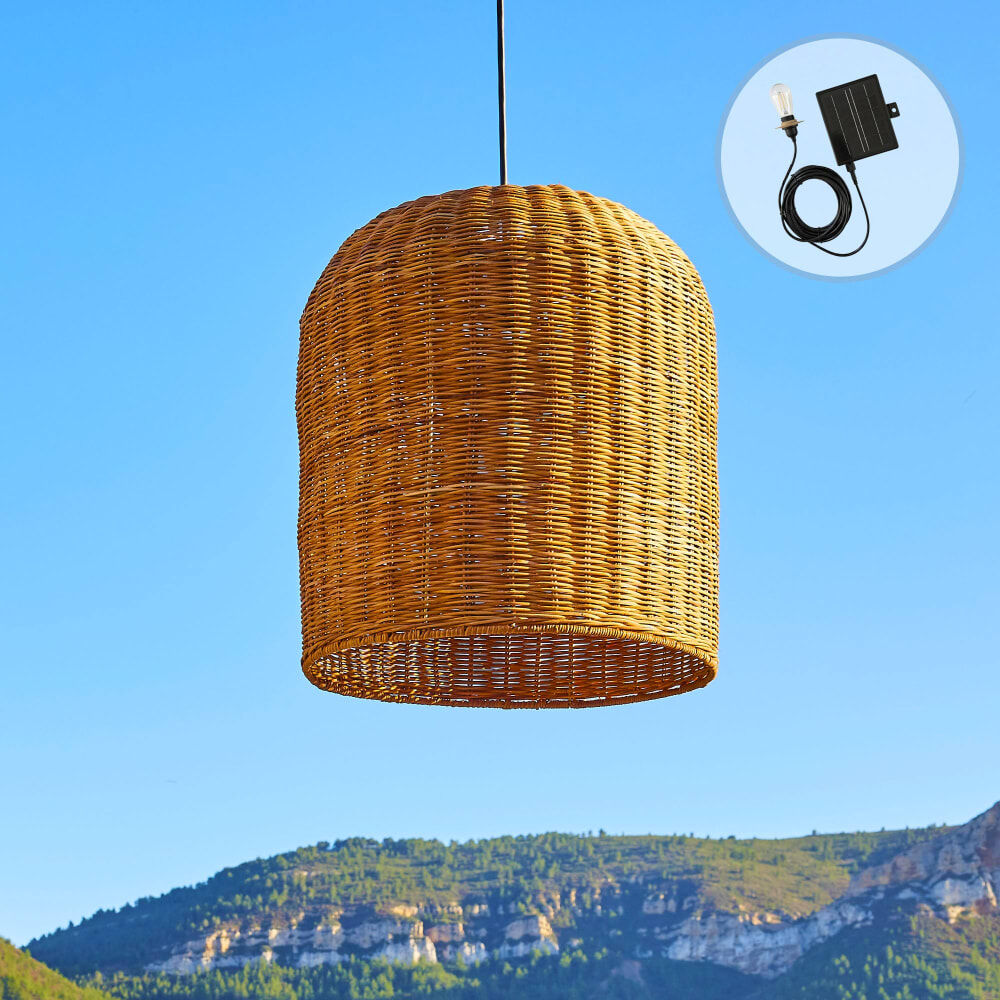 LUMISKY Suspension solaire rotin beige h45cm Beige 40x45x40cm